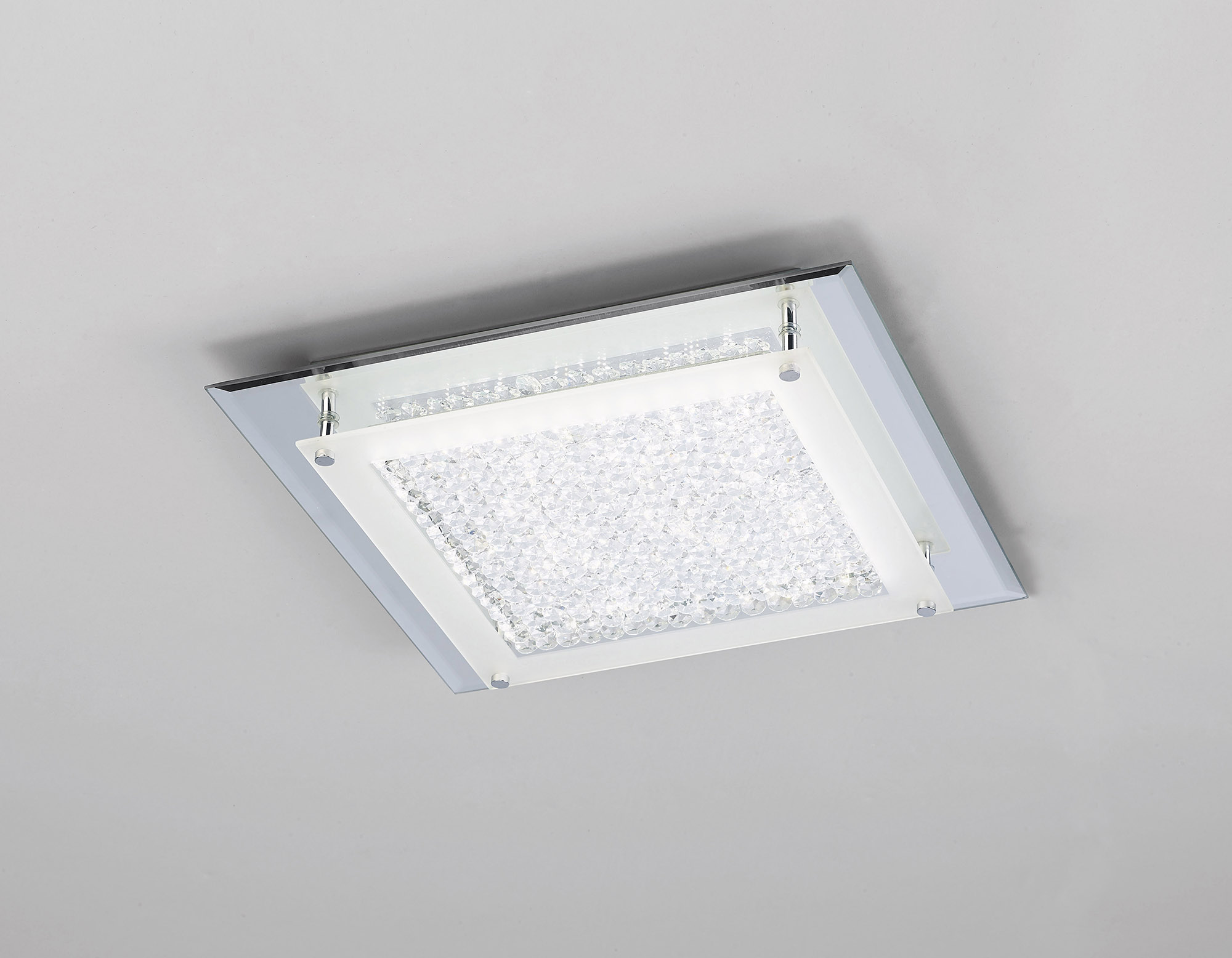 Cristal LED Crystal Ceiling Lights Mantra Ringed & Square Crystal Fittings